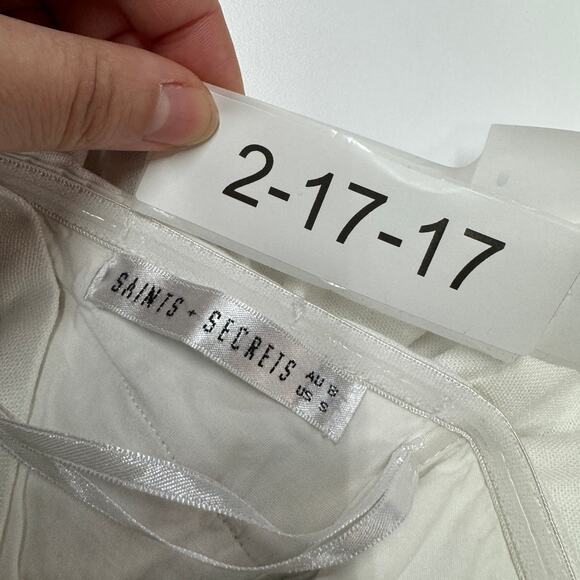 Saints + Secrets Jumpsuit Womens Small White Ruffle Strapless Wide Leg Cropped - Picture 4 of 7